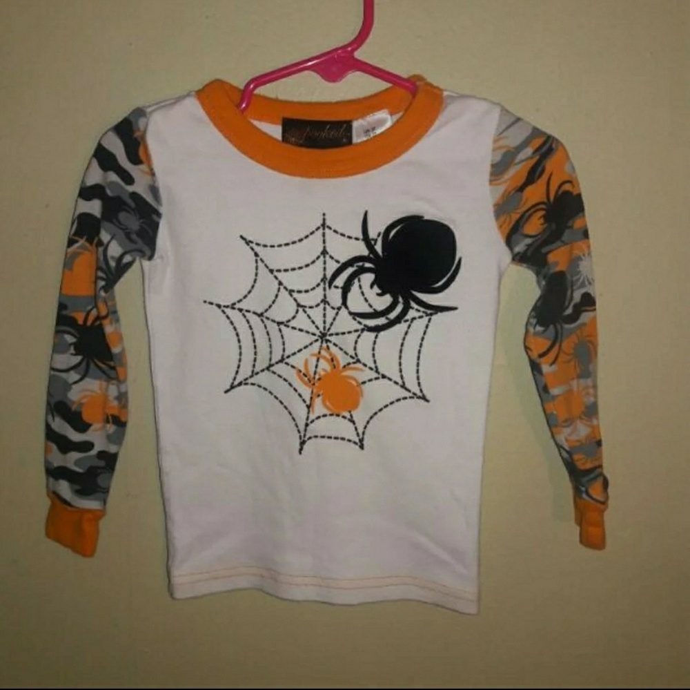 Spooked boy's 2 t spider shirt white,orange, black